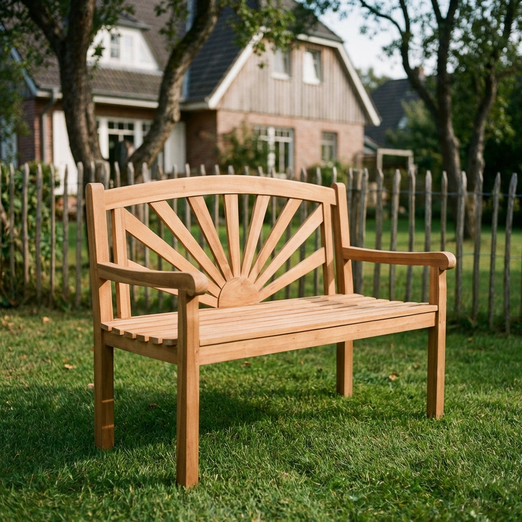 Gartenbank Sonne Teak 120 cm - Bild 5