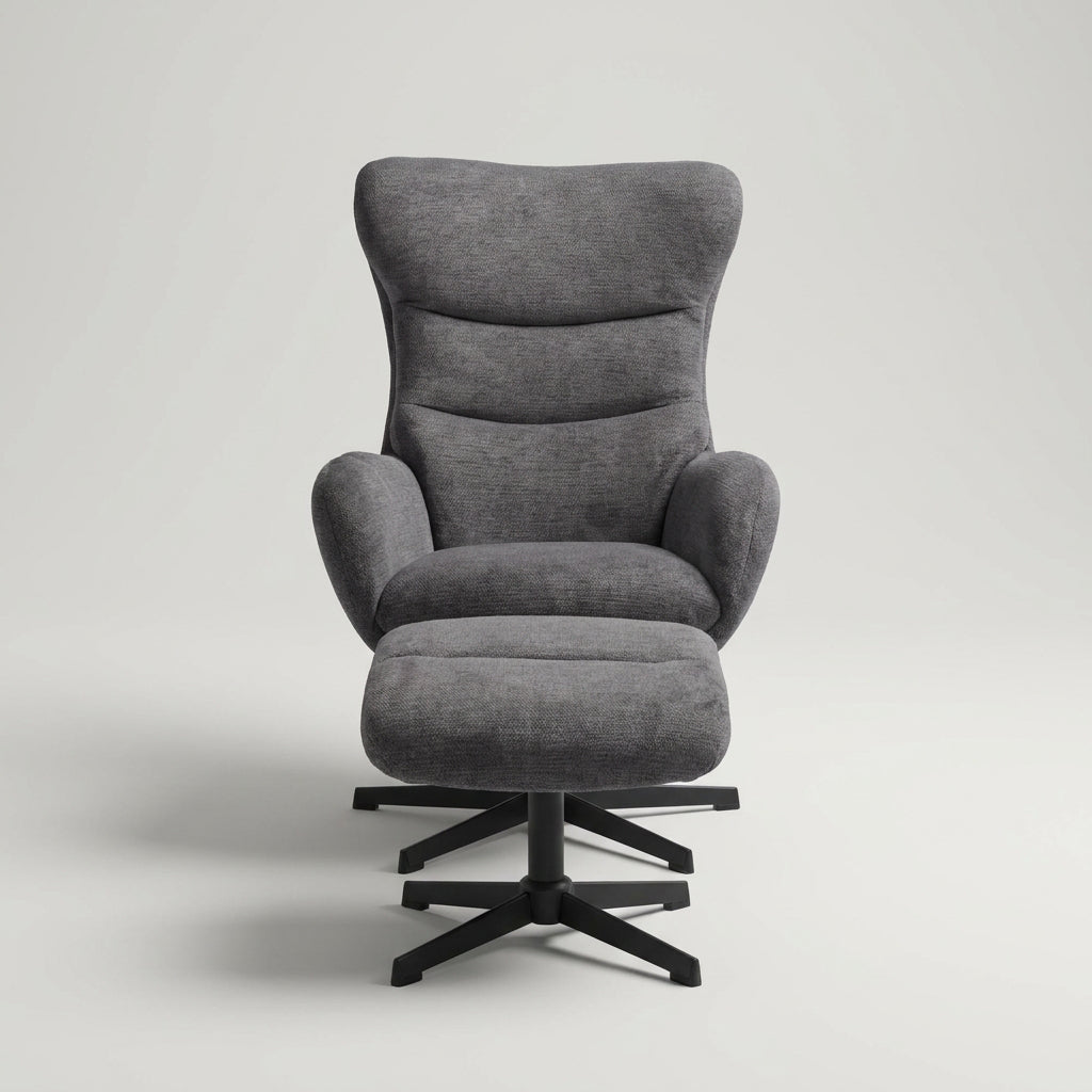 Relaxsessel Lucito Grau inkl. Fußhocker