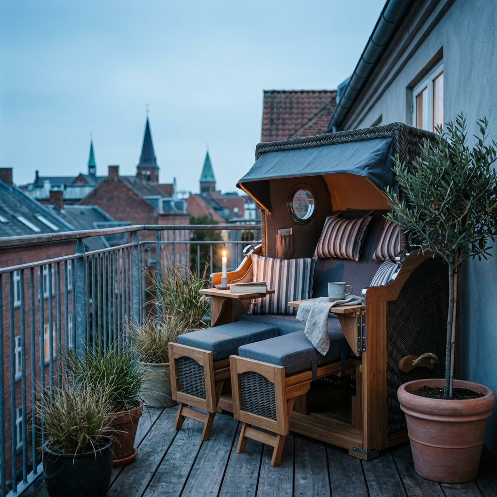 Strandkorb Düne Bullauge Teak PE Grey Dessin 544 - Bild 5