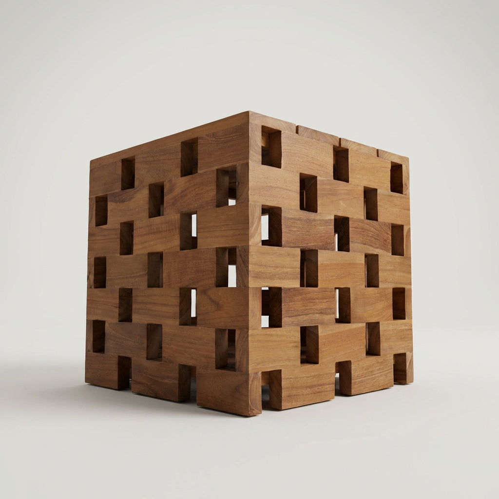Beistelltisch Dunham aus massivem Teakholz mit Flechtwerk-Design