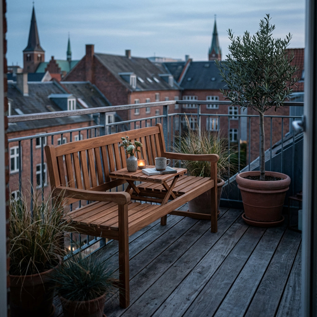 Teakholz Gartenbank 160 mit ausklappbarem Tisch