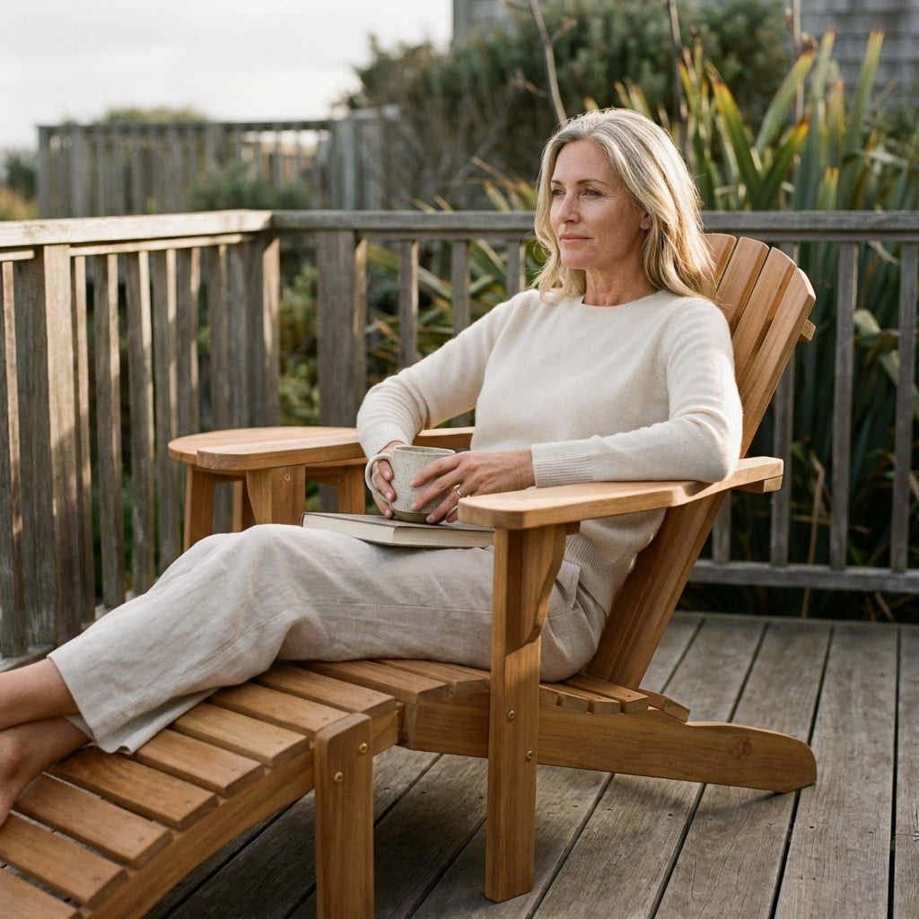 Gartenmöbelset Teak Sessel Adirondack Montreal & Beistelltisch Milton - Bild 4