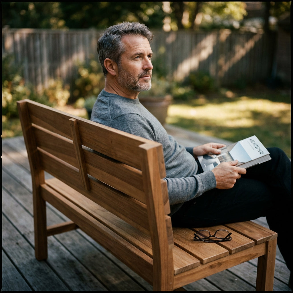 Gartenbank Lewes Teak 100 cm ohne Armlehnen - Bild 6