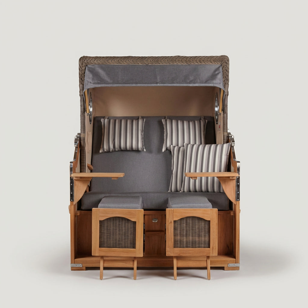 Strandkorb Düne Bullauge Teak PE Grey Dessin 544 - Bild 2