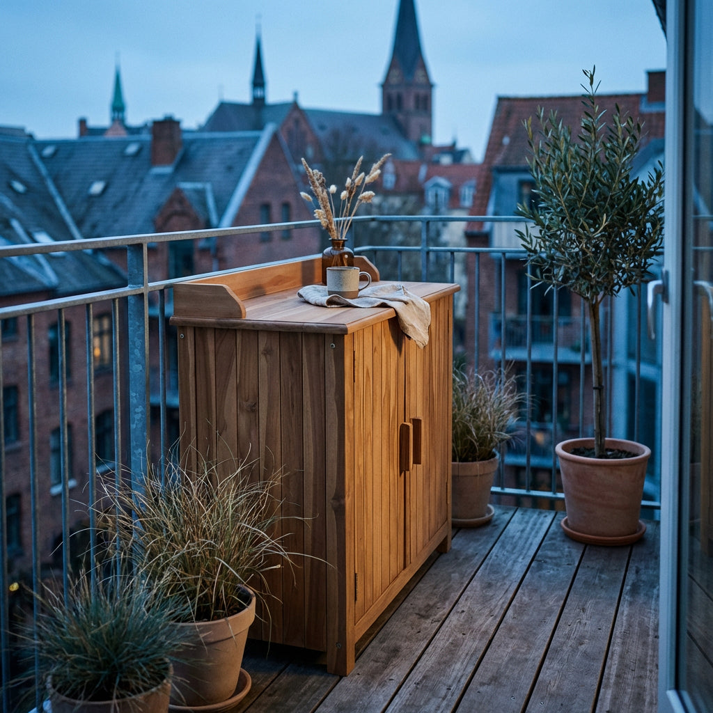 Gartenschrank Batley Teak mit Arbeitsfläche - Bild 3