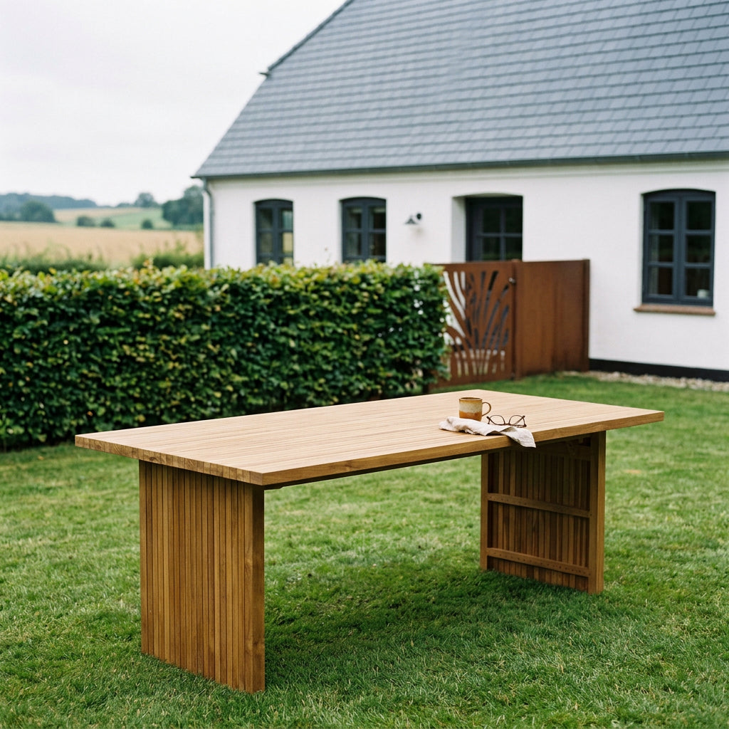 Gartentisch Ashford 180 cm aus massivem Teakholz mit Wangenfüßen