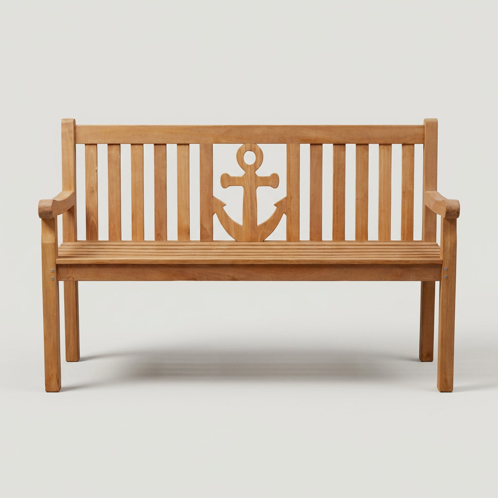 Teakholz Bank 150 mit Anker-Motiv