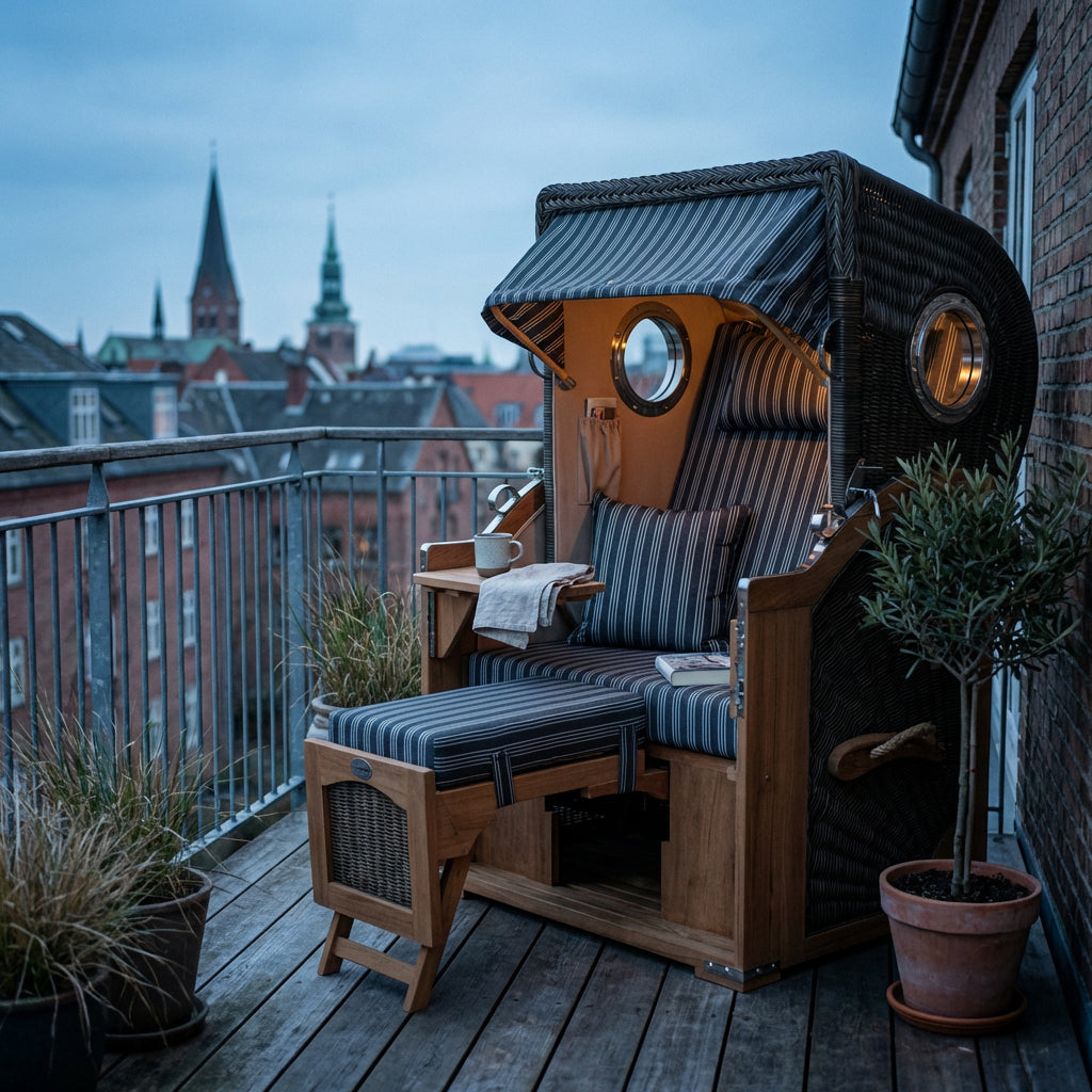 Strandkorb Düne Single Bullauge Teak PE Grey Dessin 500 - Bild 4