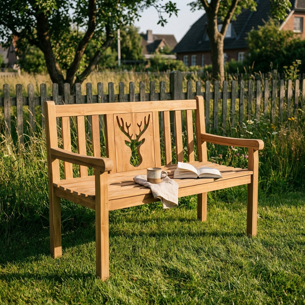 Gartenbank Hirsch Teak 120 cm - Bild 3