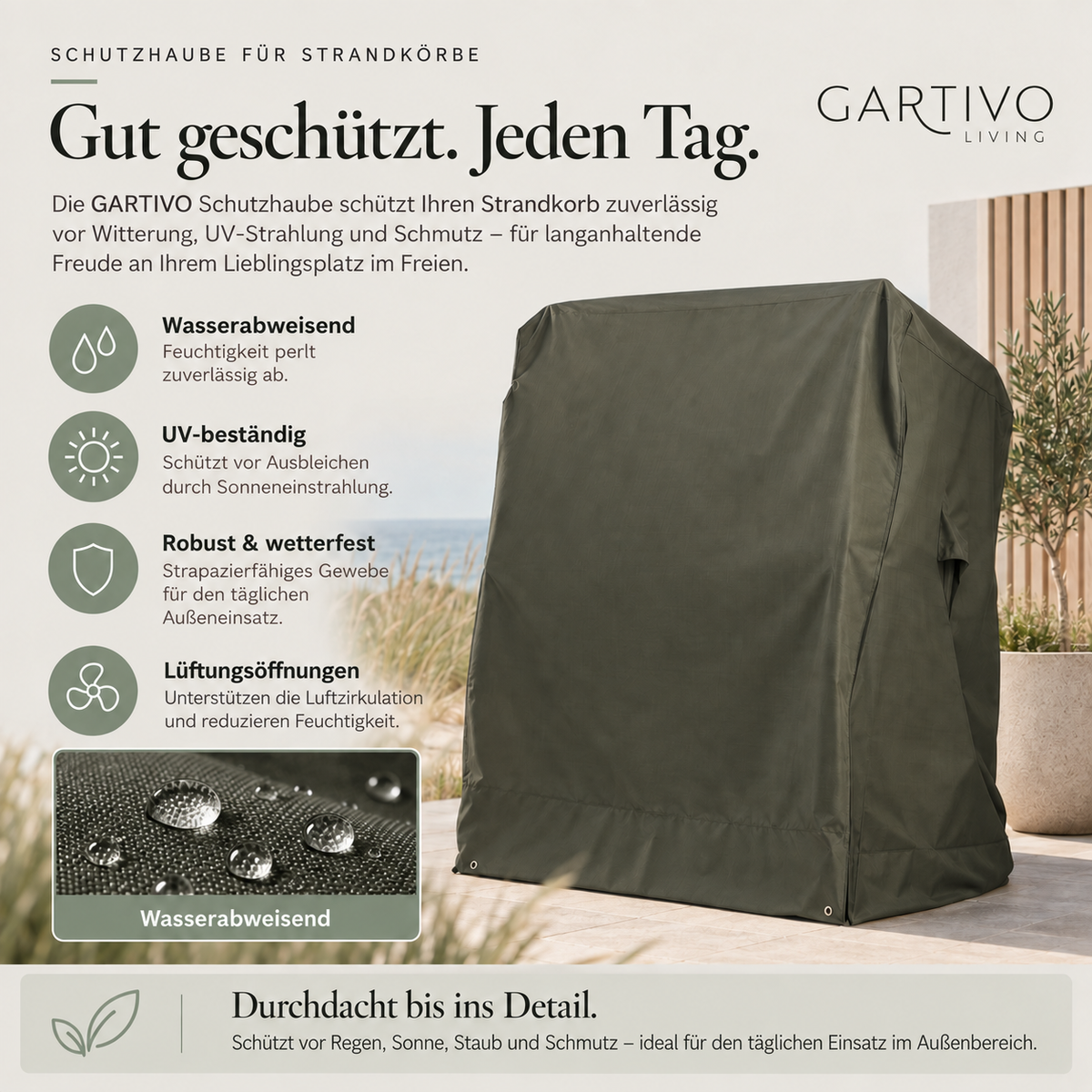 Strandkorb-Schutzhülle Aero Protect Größe XXL in Dunkelgrau