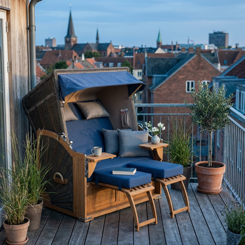 Strandkorb Seeblick Teak PE Grey Dessin 595 - Bild 3