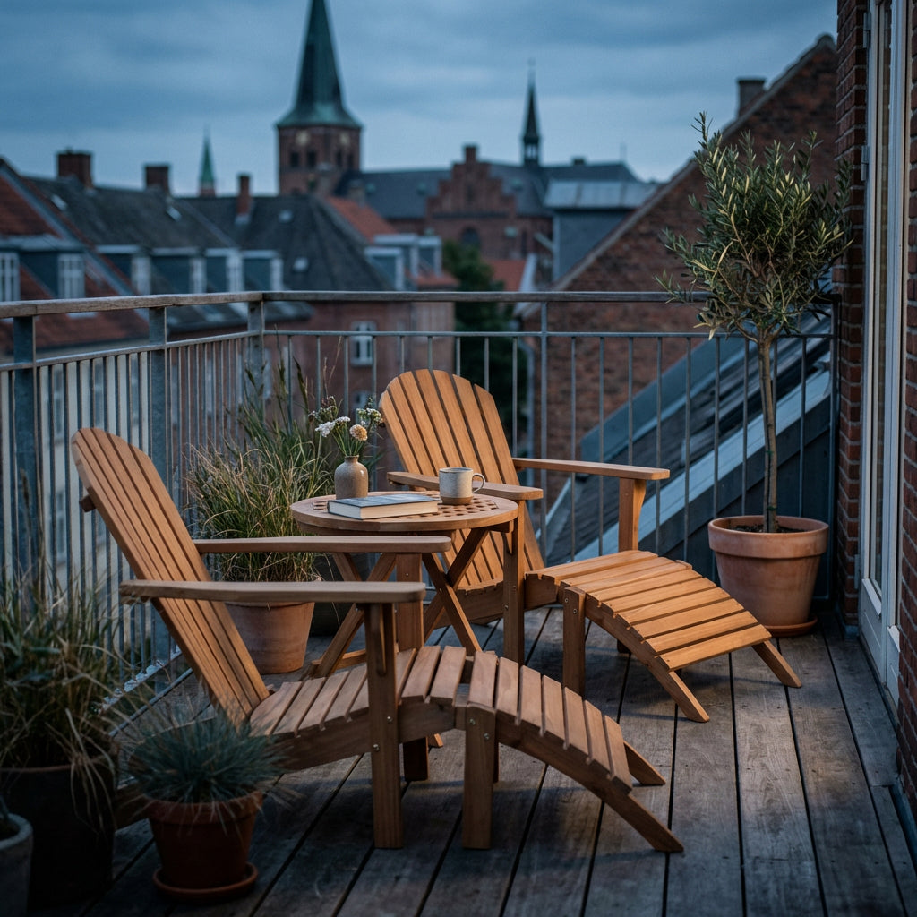 Gartenmöbelset Montreal & Dorset aus massivem Teakholz mit Adirondack-Sesseln