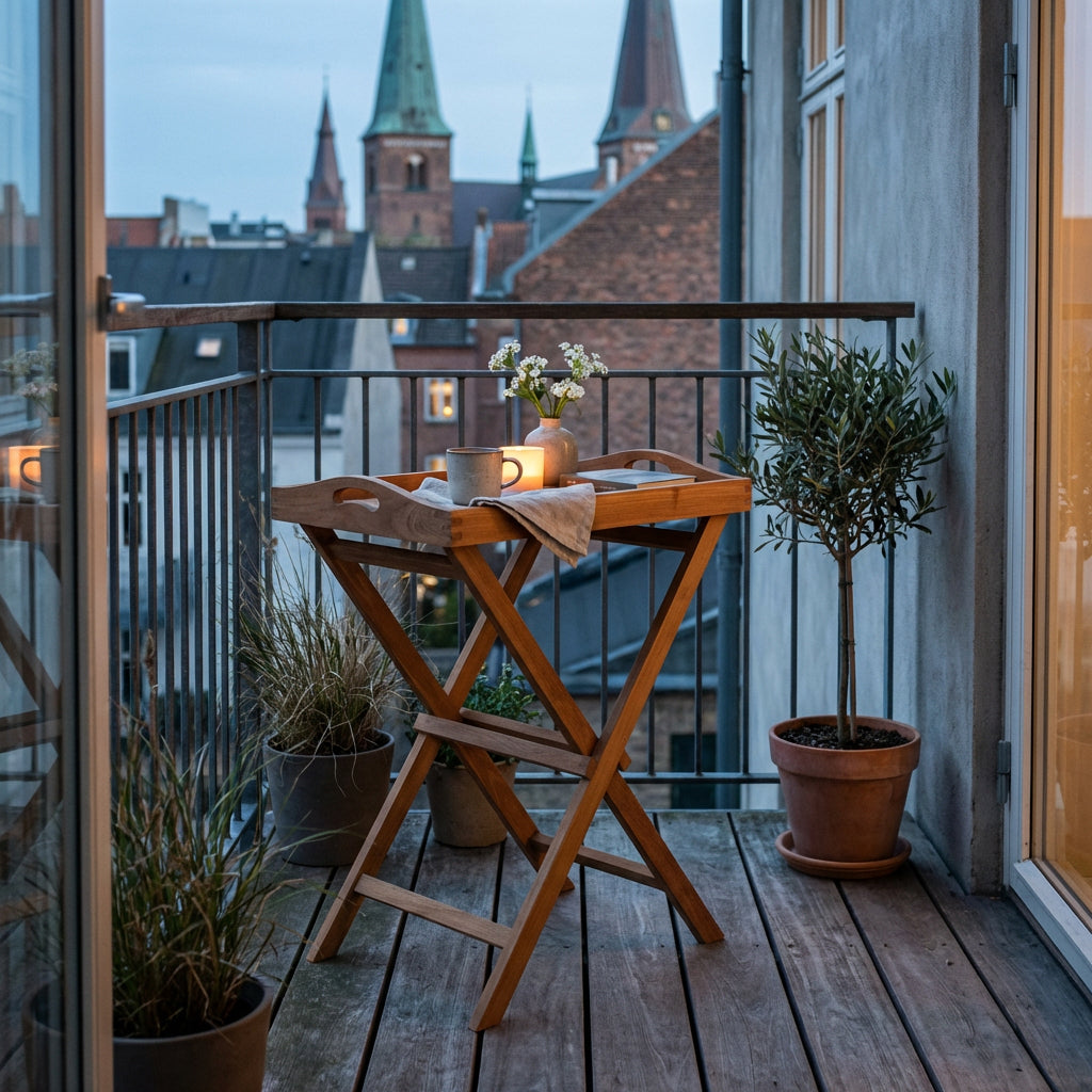 Teakholz Serviertisch klappbar mit Tablett