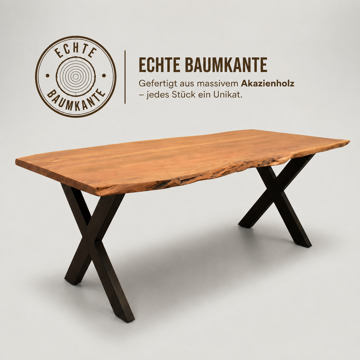 Baumkantentisch Catania 200 cm mit X-Gestell
