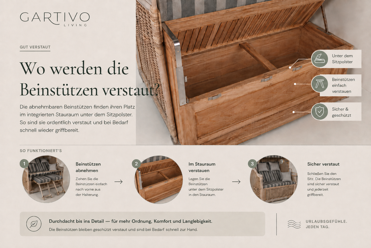 Strandkorb Dünenblick Gr. XL weiß grau gestreift