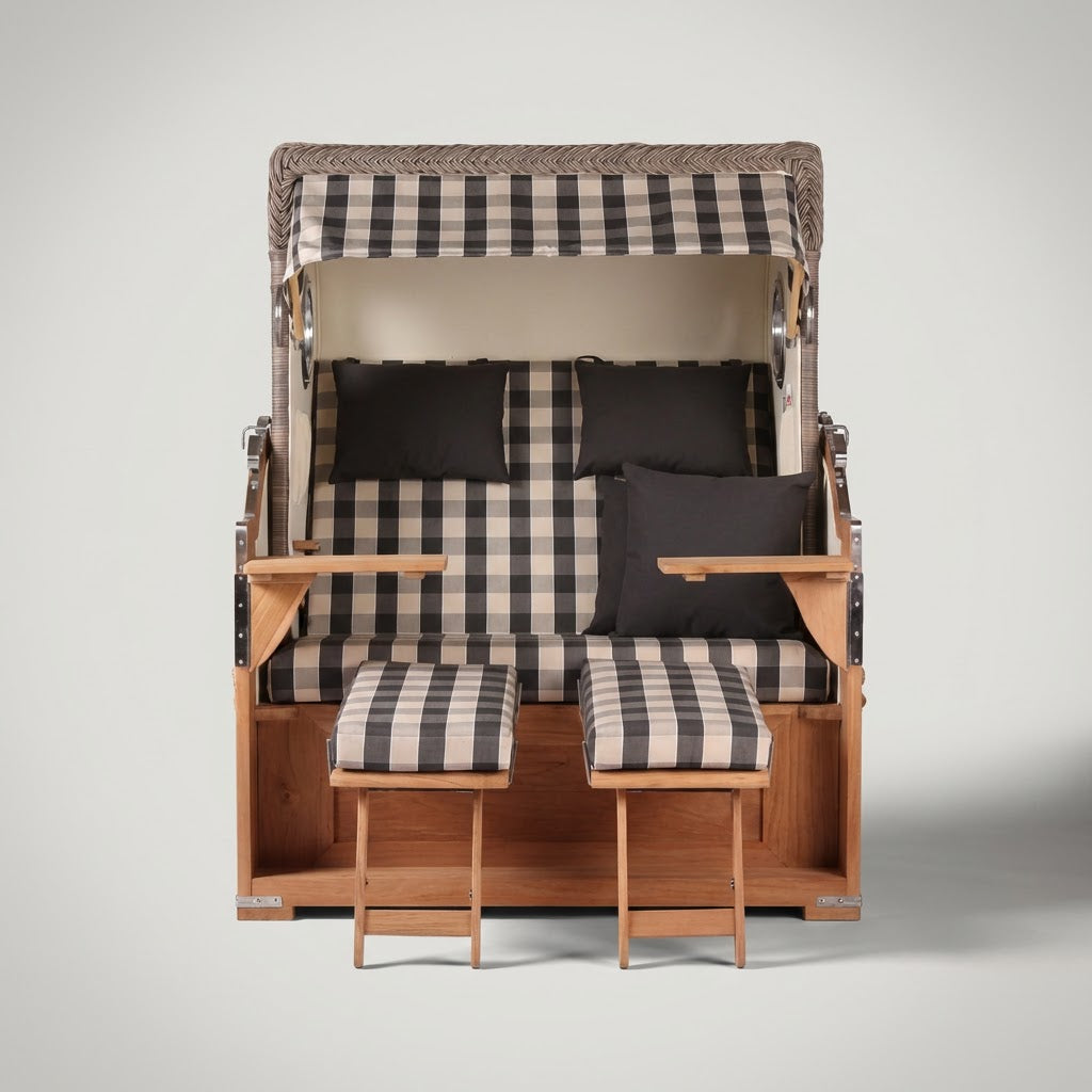 Strandkorb Baltikum Bullauge Teak PE Grey Dessin 505 - Bild 2