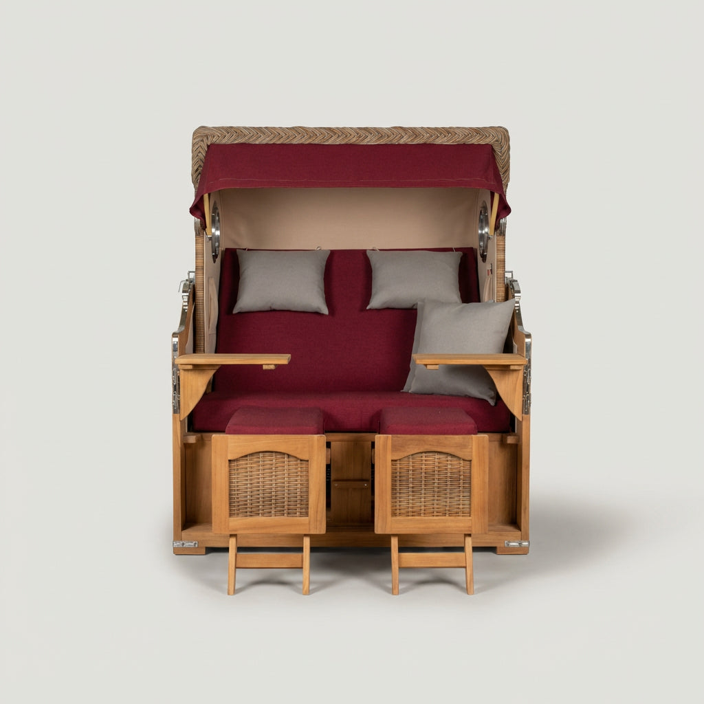 Strandkorb Düne Grande Bullauge Teak PE Banana Dessin 594 - Bild 2