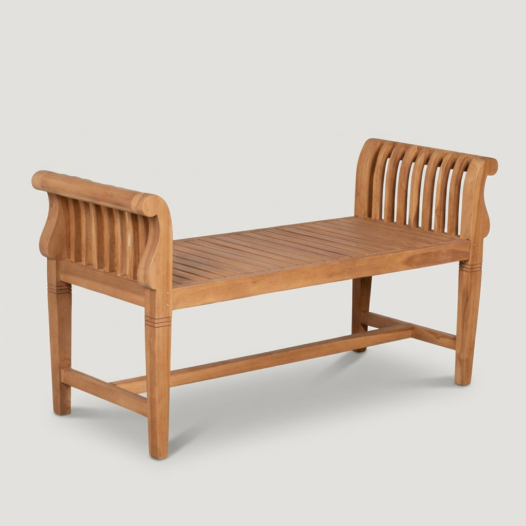 Gartenbank Wigan 130 cm aus massivem Teakholz ohne Rückenlehne
