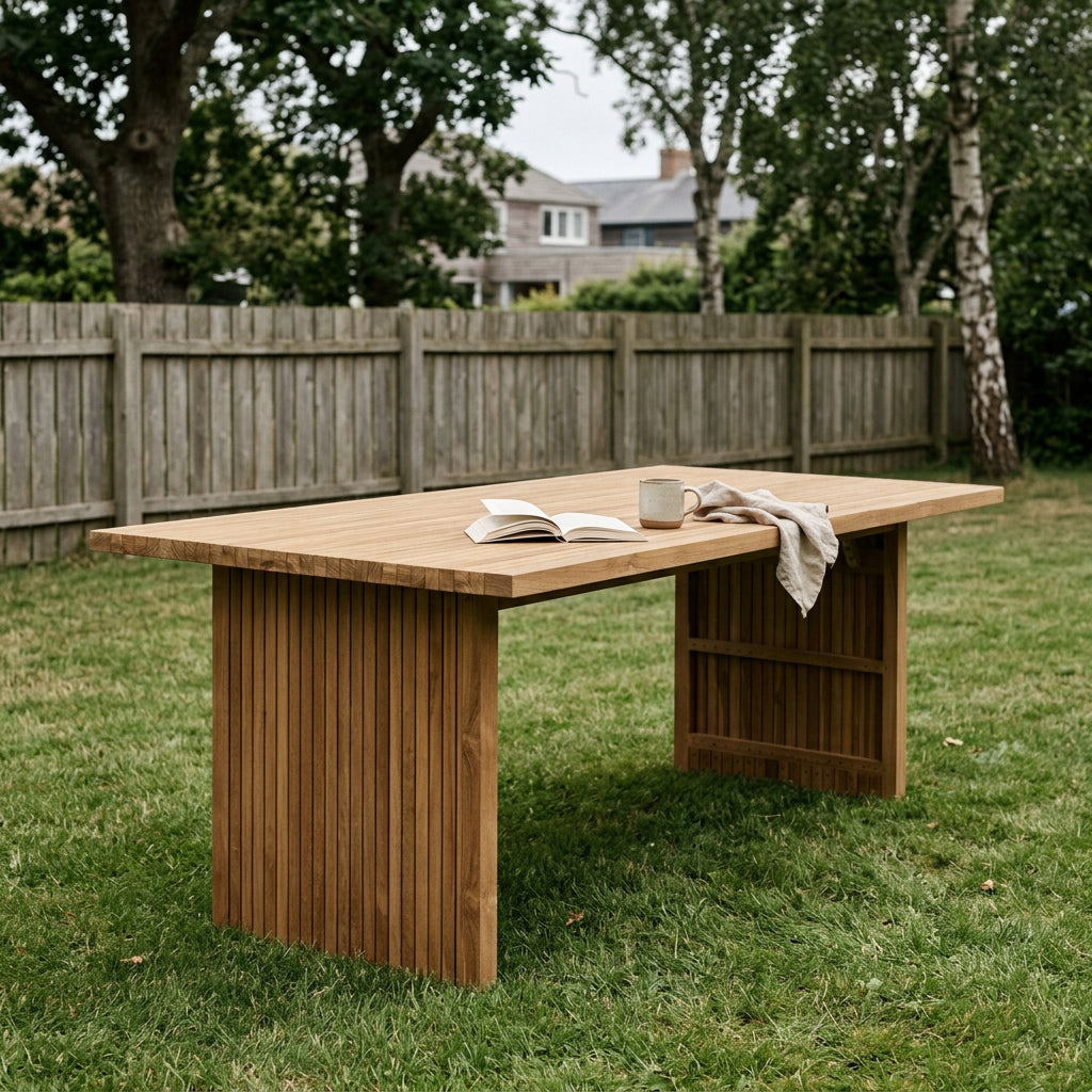 Gartentisch Ashford 180 cm aus massivem Teakholz mit Wangenfüßen