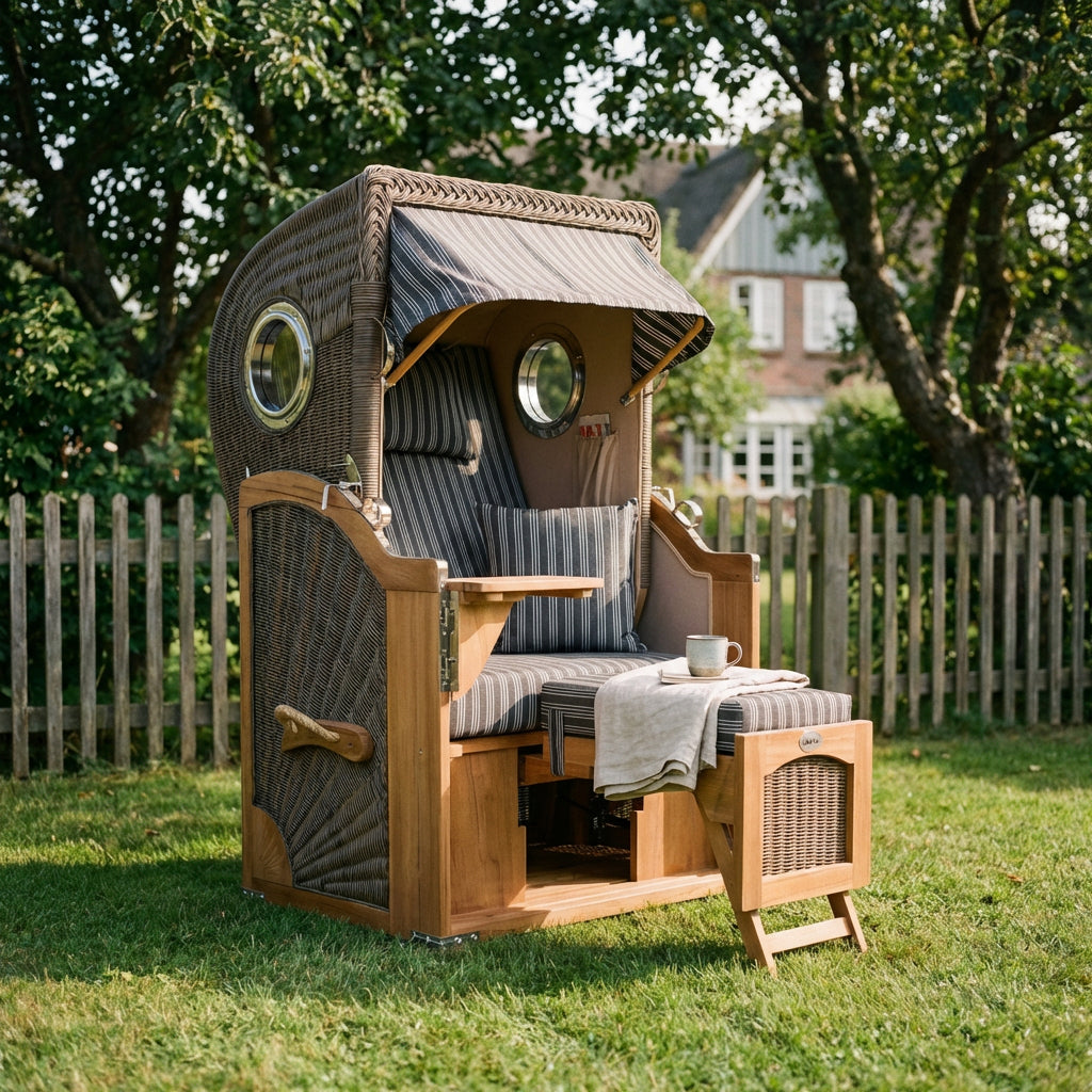 Strandkorb Düne Single Bullauge Teak PE Grey Dessin 500 - Bild 3