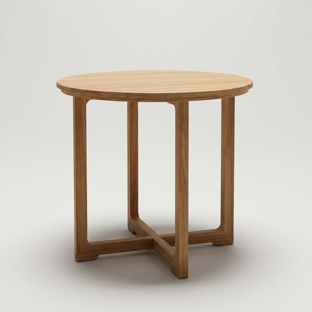 Gartentisch Retford rund 85 cm aus massivem Teakholz mit X-Gestell