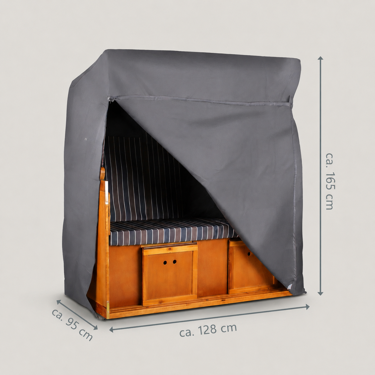 Strandkorb-Schutzhülle Classic Größe L aus robustem Polyester in Grau