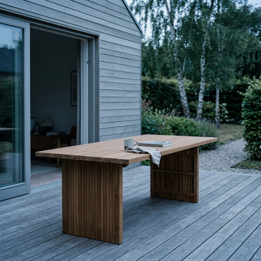 Gartentisch Ashford 180 cm aus massivem Teakholz mit Wangenfüßen
