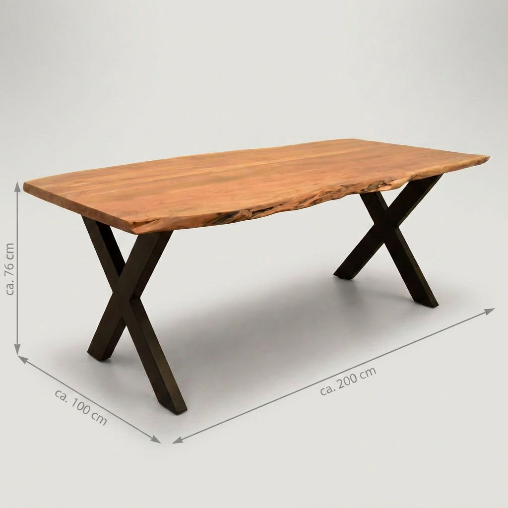 Baumkantentisch Catania 200 cm mit X-Gestell