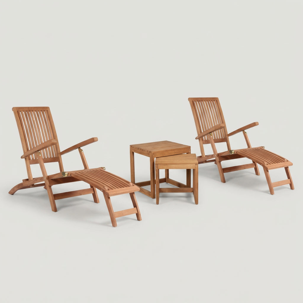 Gartenmöbelset Teak Deckchair Yacht & Tische Verwood 2er Set - Bild 1