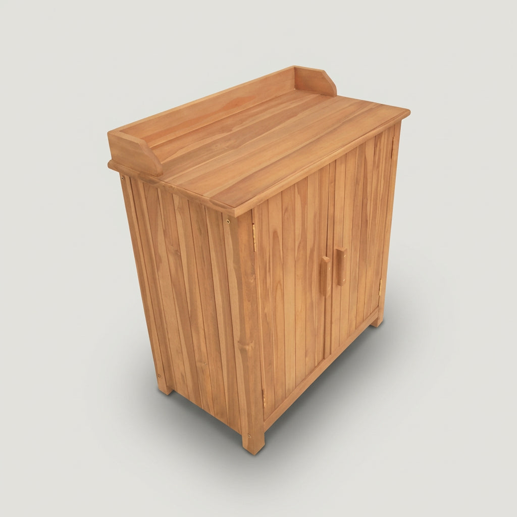 Gartenschrank Batley aus massivem Teakholz mit Arbeitsfläche