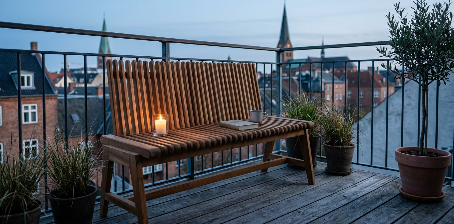 Gartenbank Leeds 130 cm aus massivem Teakholz mit Multifunktion