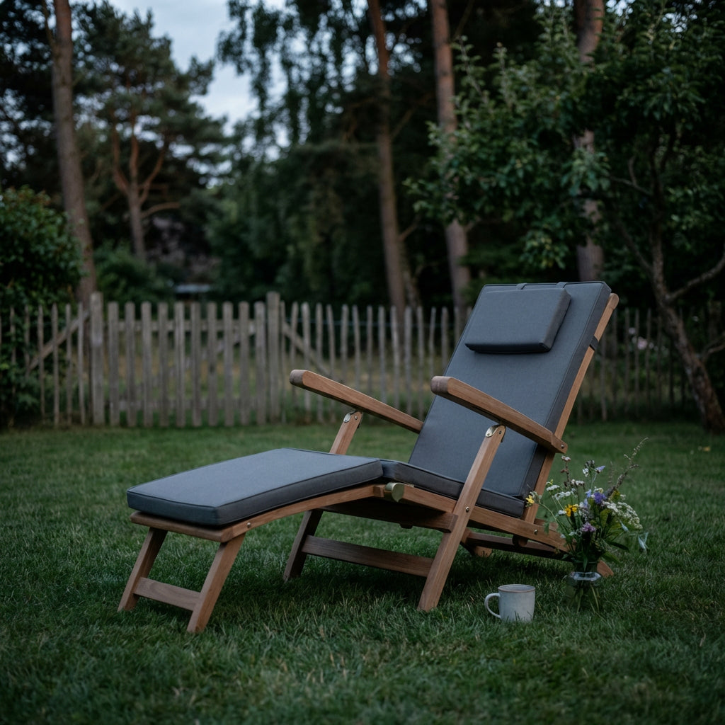 Woodie Deckchair inklusive Kissenauflage uni grey - Bild 5