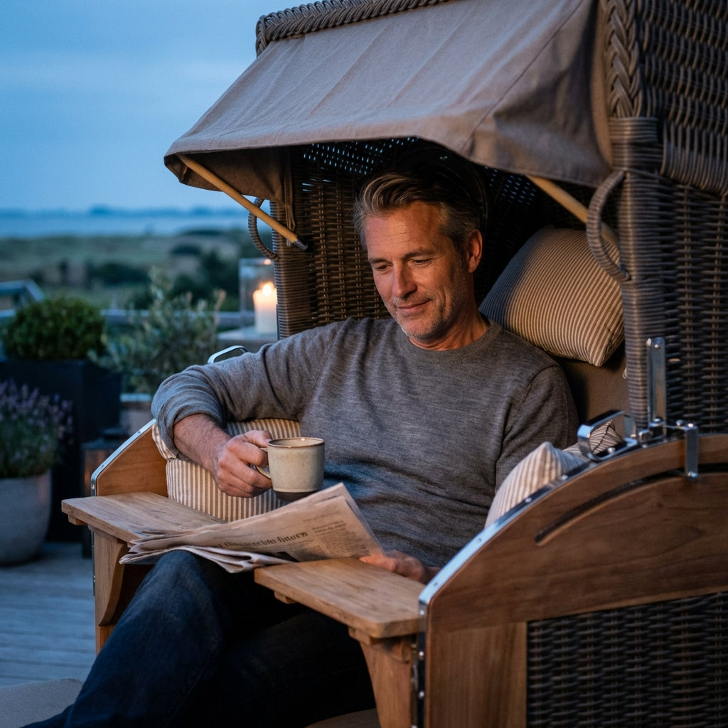 Strandkorb Schillig XL Bullauge Teak PE Grey Dessin 534 - Bild 6