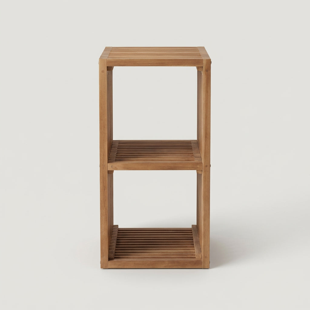 Regal aus massivem Teakholz mit Lamellen-Design