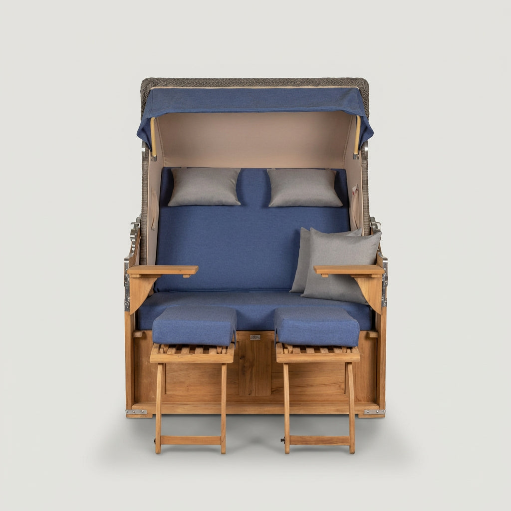 Strandkorb Seeblick Teak PE Grey Dessin 595 - Bild 2