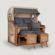 Strandkorb Düne Grande Bullauge Teak PE Shell Dessin 551 - Bild 1