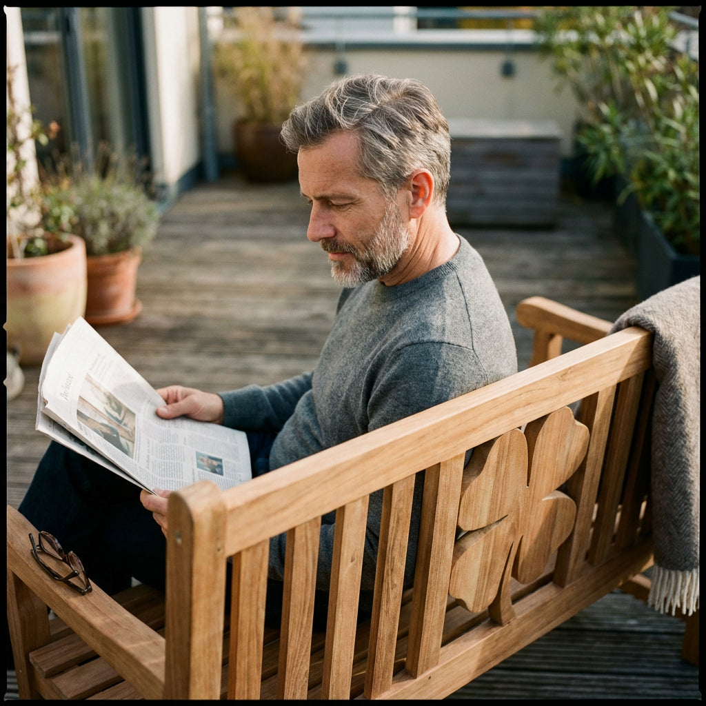 Gartenbank Kleeblatt Teak 120 cm - Bild 6