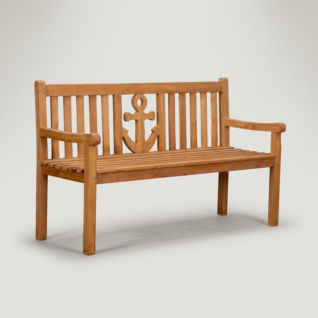 Teakholz Bank 150 mit Anker-Motiv