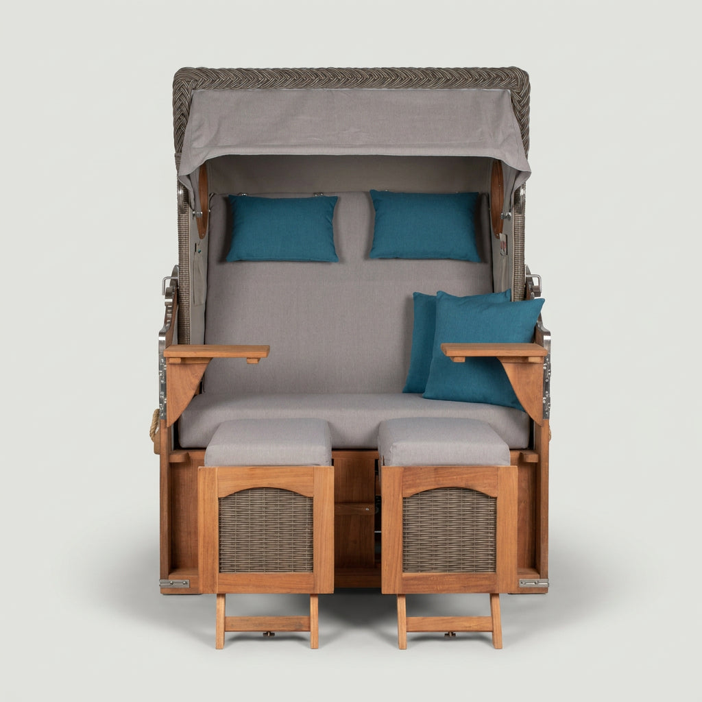 Strandkorb Mellum Gr. M Grau Blau