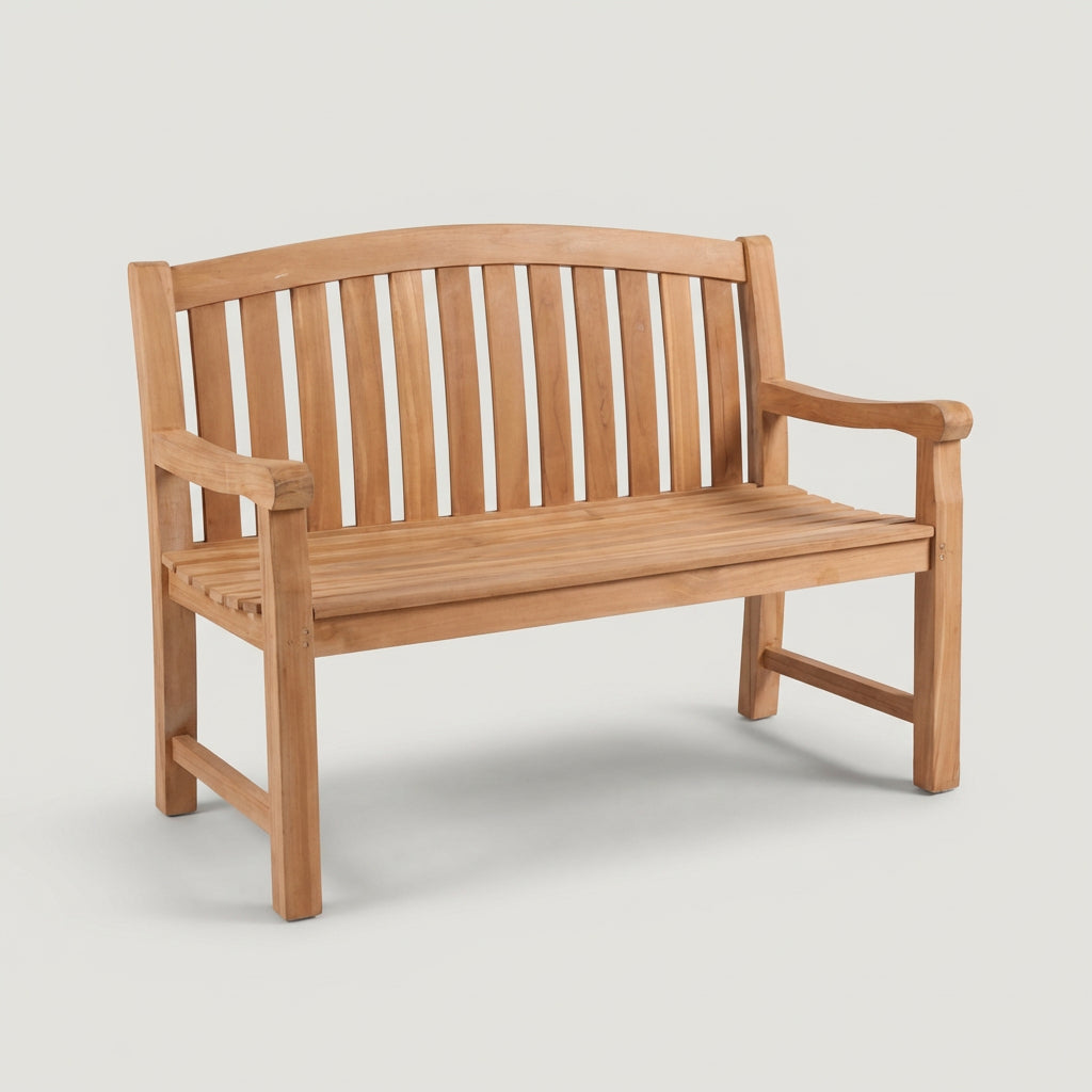 Teakholz Gartenbank 120 cm mit geschwungener Rückenlehne