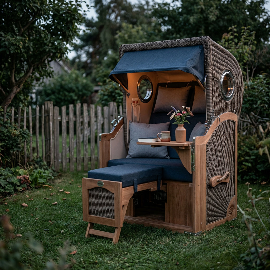 Strandkorb Düne Single Bullauge Teak PE Grey Dessin 593 - Bild 4