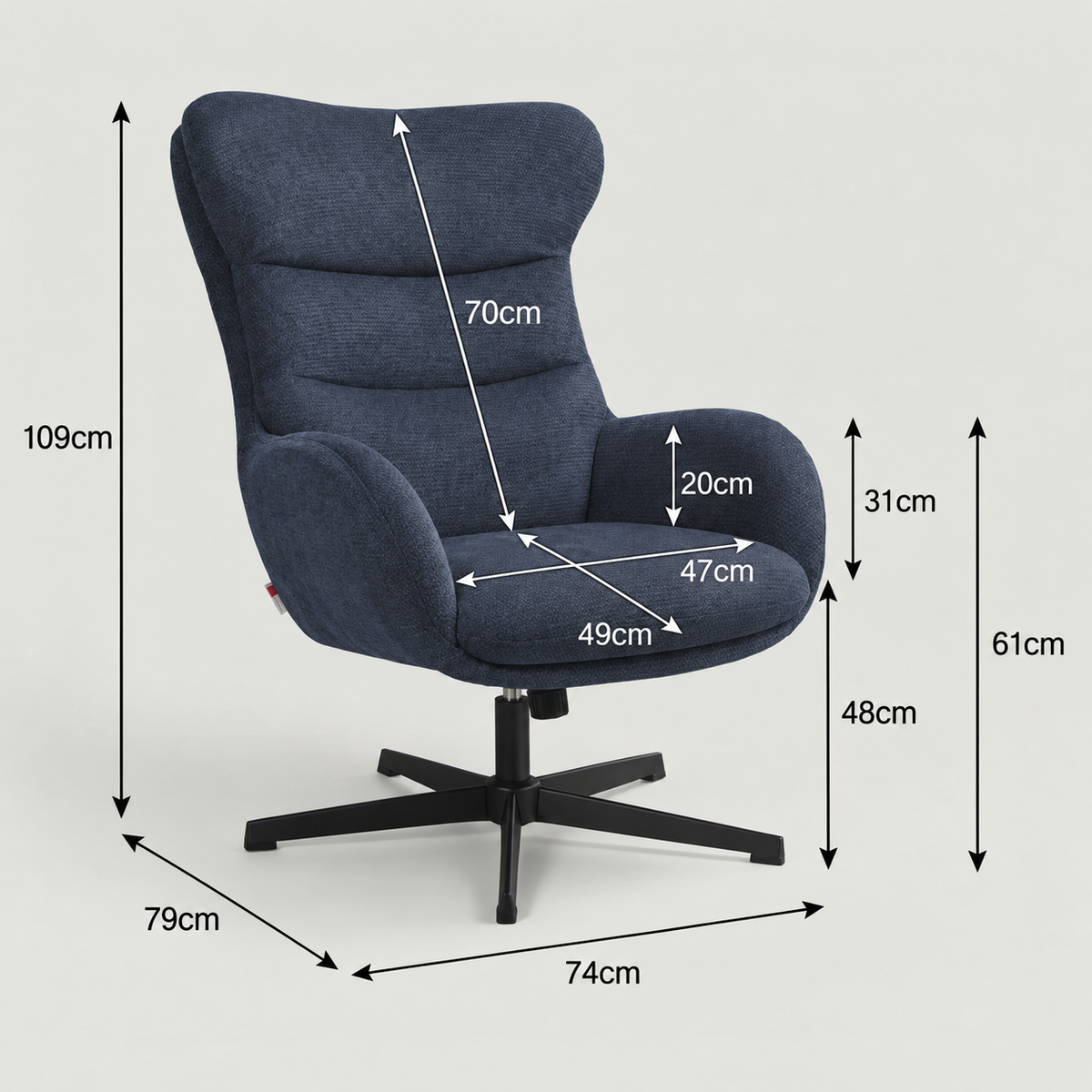 Relaxsessel Lucito Dunkelblau inkl. Fußhocker