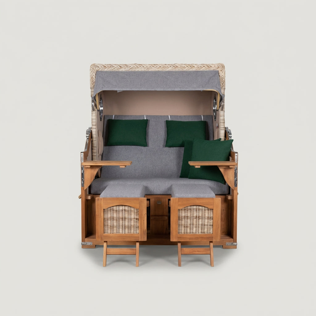 Strandkorb Düne Grande Bullauge Teak PE Shell Dessin 571 - Bild 2