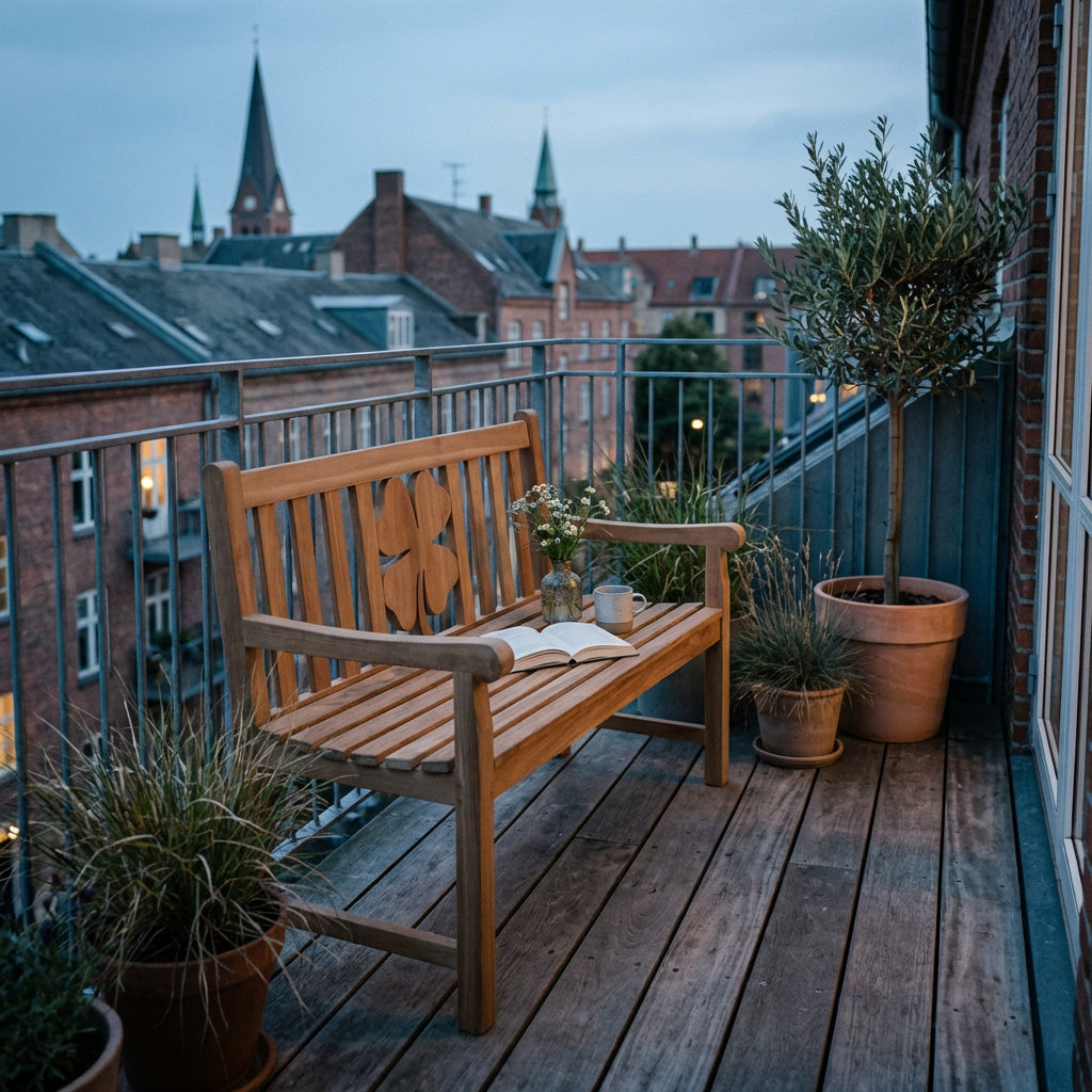 Gartenbank Kleeblatt Teak 120 cm - Bild 3