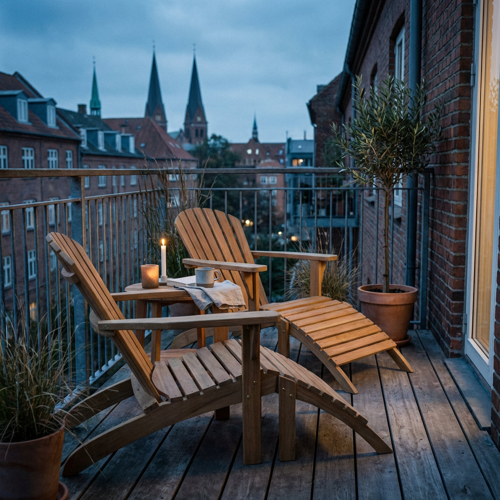 Adirondack-Set Montreal aus massivem Teakholz mit Beistelltisch Milton