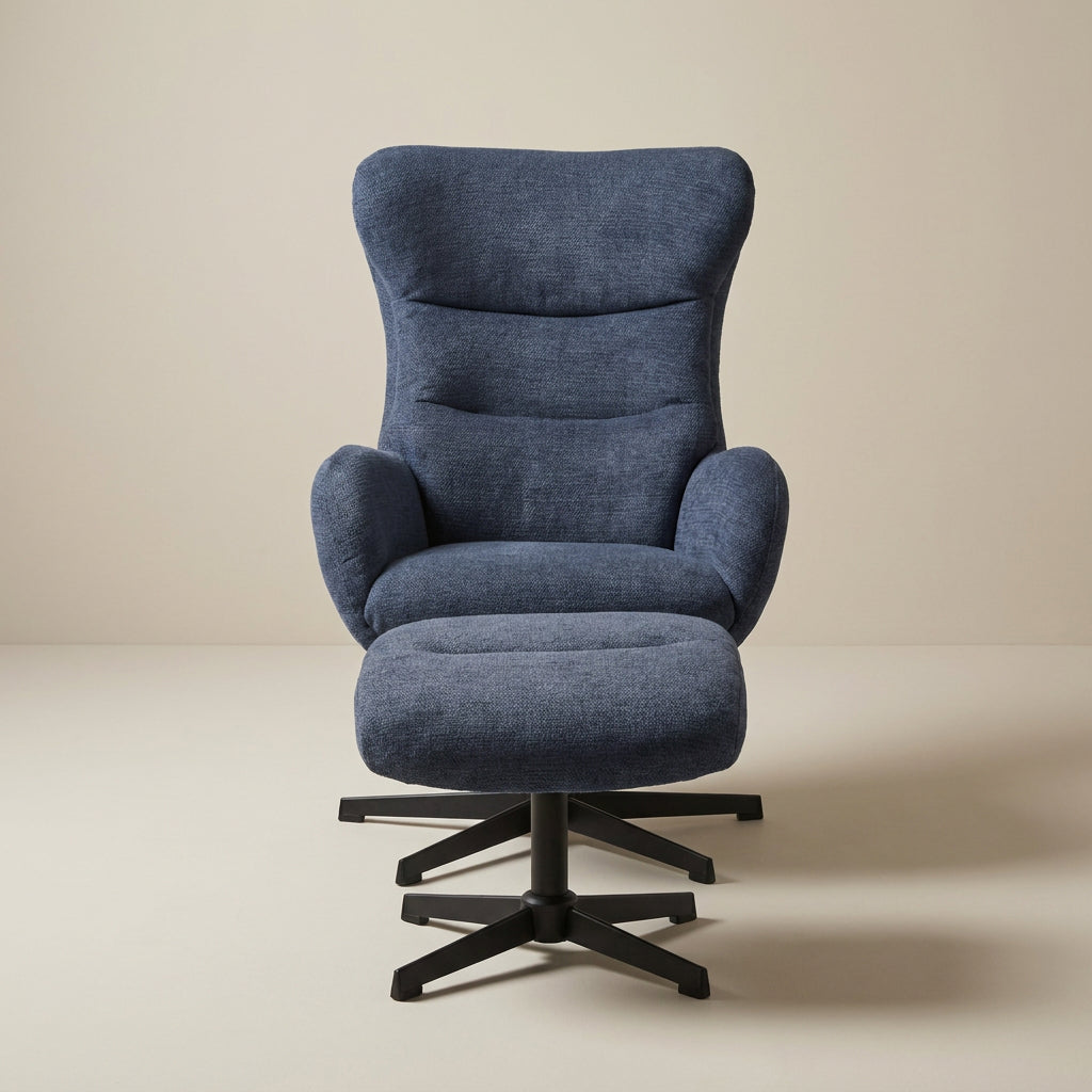 Relaxsessel Lucito Dunkelblau inkl. Fußhocker