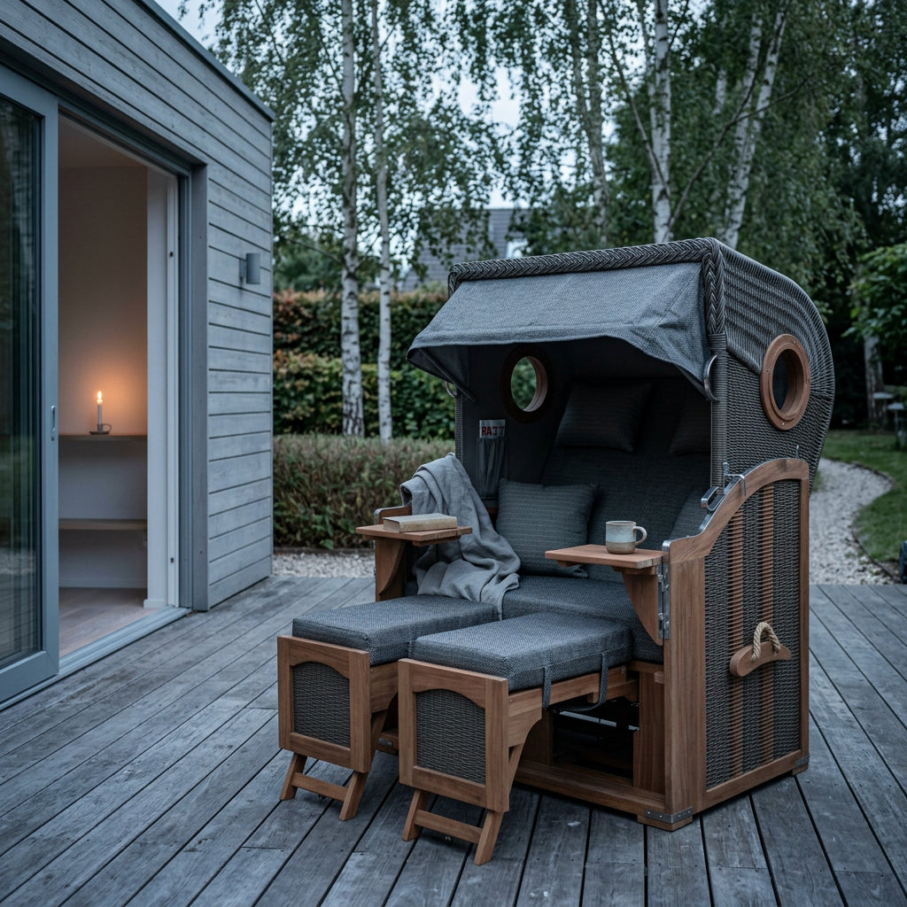 Strandkorb Mellum Gr. M Grau