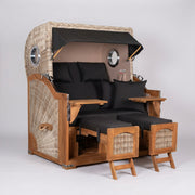 Strandkorb Düne Grande Bullauge Teak PE Shell Dessin 548 - Bild 1