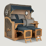 Strandkorb Düne Grande Bullauge Teak PE Grey Dessin 593 - Bild 1