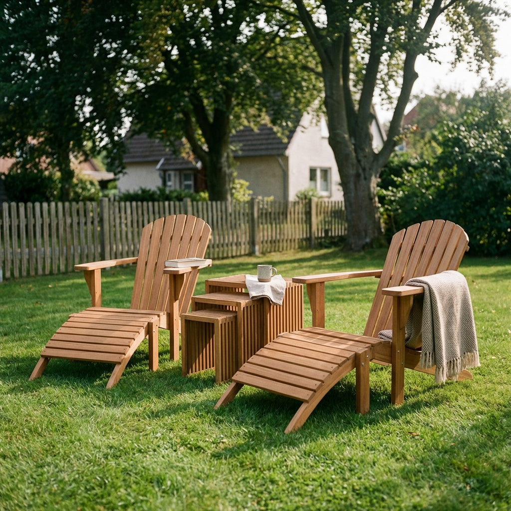Gartenmöbelset Teak Deckchair Montreal & Beistelltisch 3er Set - Bild 4